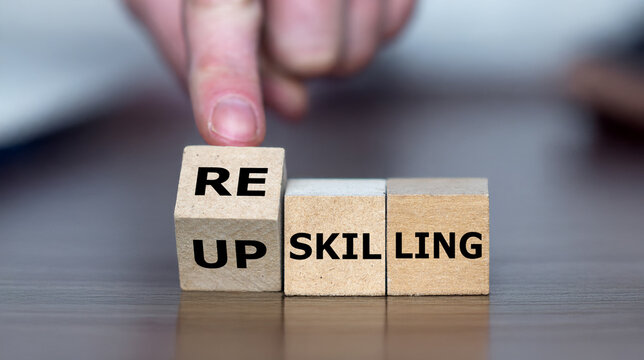 Cubes form the words reskilling and upskilling.