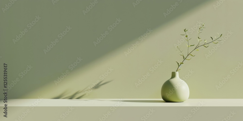 Poster A minimalistic composition with a light pistachio background, Simple forms and minimal textures, Sleek minimalist style