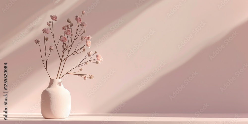 Poster A minimalistic composition with a light rose background, Simple forms and minimal textures, Sleek minimalist style