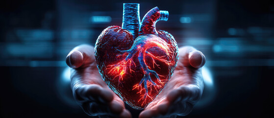 Promoting cardiovascular health glowing heart and veins illustration digital art health and wellness environment artistic viewpoint on vitality