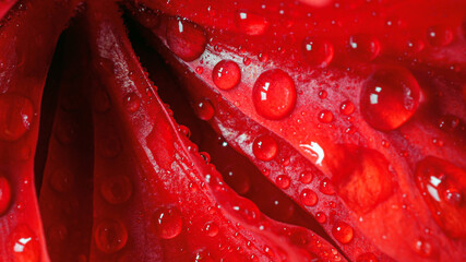 Fototapeta premium Background of Hibiscus flower petals closeup macro with water drops on red hibiscus petals flower , Red hibiscus flower petals and dew drop wallpaper