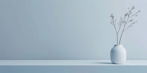 A minimalistic composition with a pale blue backdrop, Simple forms and subtle patterns, Sleek minimalist style