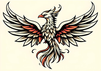 Obraz premium Stylized Phoenix Illustration with Geometric Wing Design