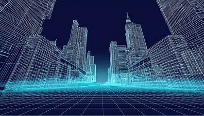 Obraz premium Abstract wireframe city background