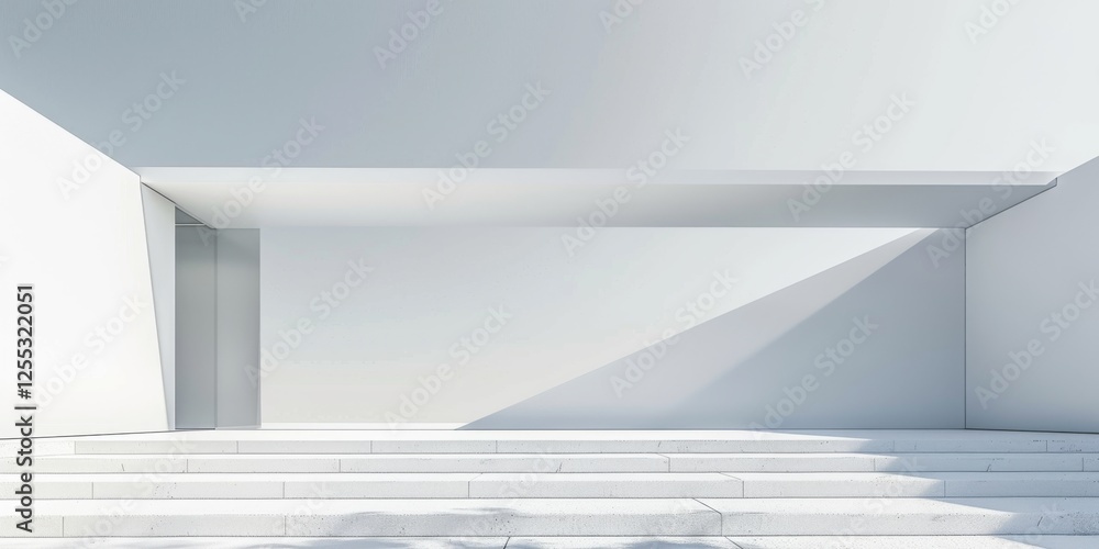 Poster A minimalistic composition with a pure white backdrop, Geometric patterns and subtle contrasts, Sleek minimalist style