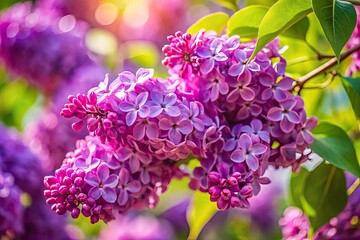 Vibrant purple lilacs burst forth in spring, their blossoms sharply detailed in a close-up vertical shot.