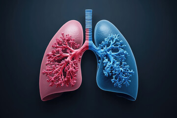 Comparative anatomical analysis of healthy lungs vs. Cancer-affected lungs medical illustration healthcare environment detailed view lung health concept