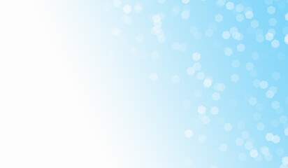 Abstract blue and white bokeh background with hexagonal light effect and gradient. Soft blurred backdrop with copy space
