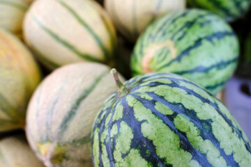 Melons for sale at the market.