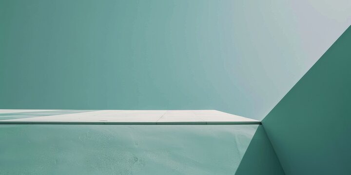 A minimalistic composition with a soft cyan backdrop, Clean geometric shapes and delicate contrasts, Sleek minimalist style