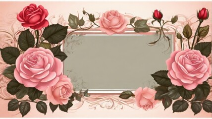 rose flower frame decoration design postcard