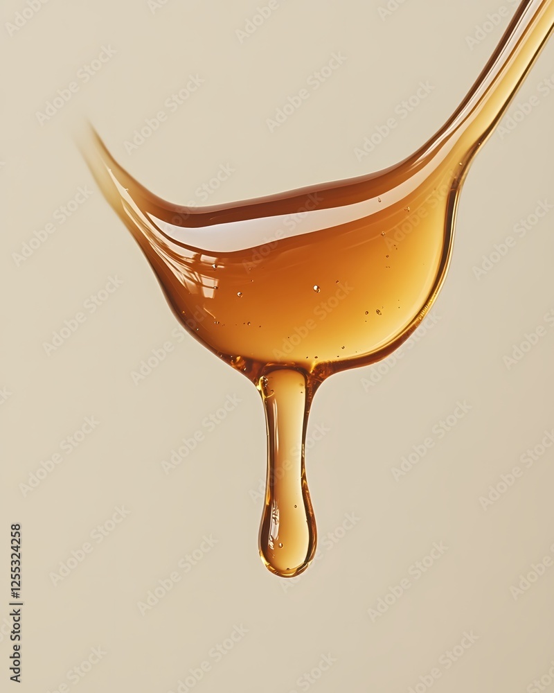Poster golden honey dripping in slow motion a viscous amber liquid falling with smooth consistency