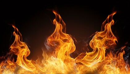 Fire flames on black background