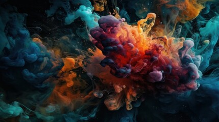 Abstract Ink Explosion: A Colorful Liquid Art