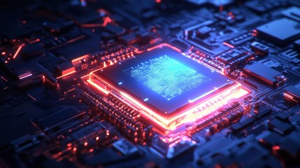 Quantum Processor Glowing with Floating Holographic Photo