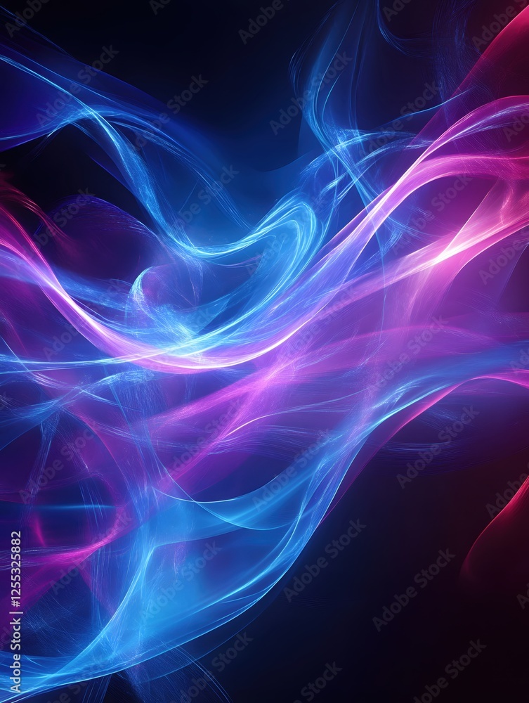 Poster abstract light painting with blue and pink waves creating a dynamic and modern background