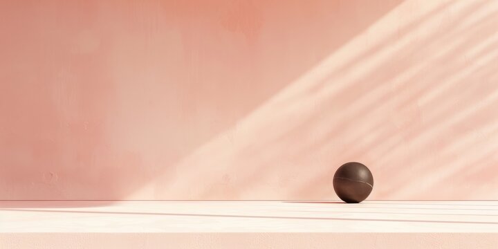 A minimalistic composition with a soft peach backdrop, Clean geometric shapes and delicate contrasts, Sleek minimalist style