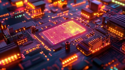 Obraz premium Holographic Quantum Machine Glowing with Intricate V2