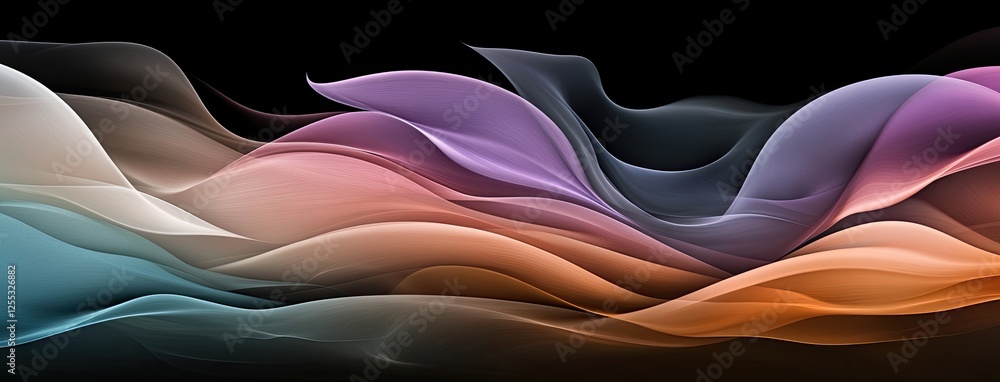 Poster abstract representation of a sound wave showcases colorful spectrum patterns in red and purple again
