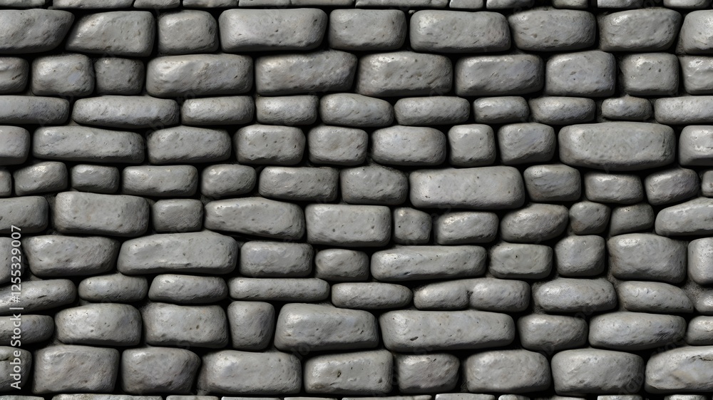 Fototapete seamless gray cobblestone wall or road background texture. tileable grungy natural rock and stone sh