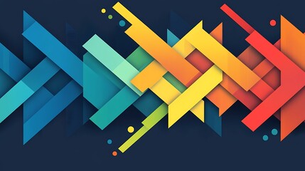 Abstract colorful arrow design, dark background