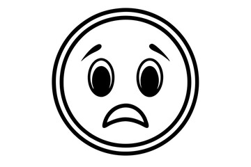 Sad Face Reaction Emoji Silhouette Vector Icon,Crying Face Symbol Icon Illustration On White Background.