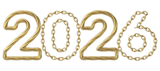 Happy New Year 2026 Gold 3D Render1