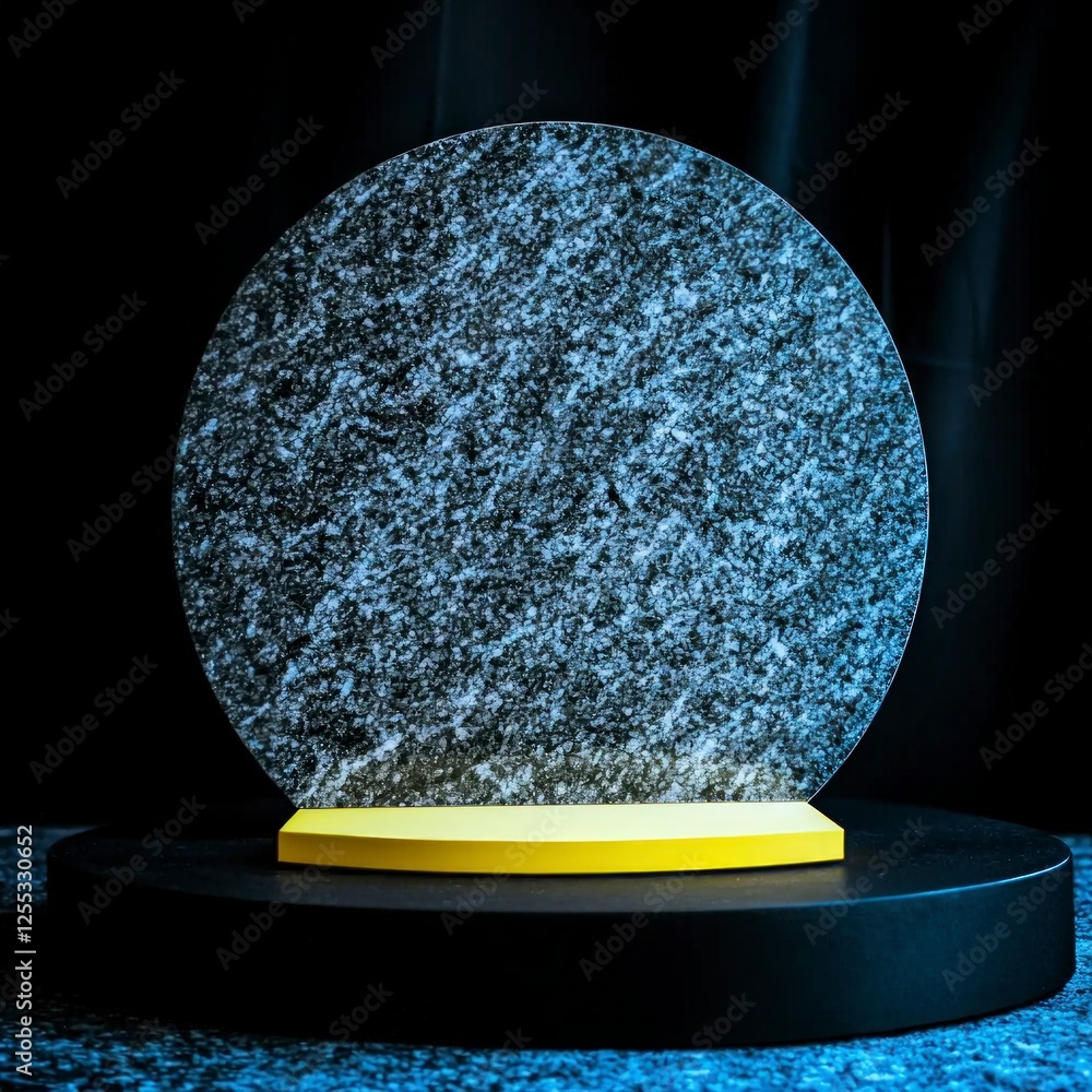 Poster abstract circular design with glittering texture on dark background