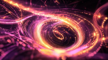 Obraz premium Quantum System Glowing with Swirling Binary Qubit