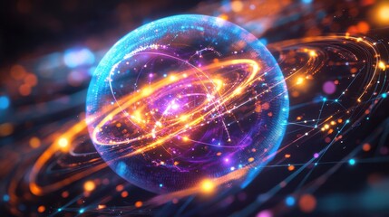 Obraz premium Holographic Quantum Interface Glowing with Intricat