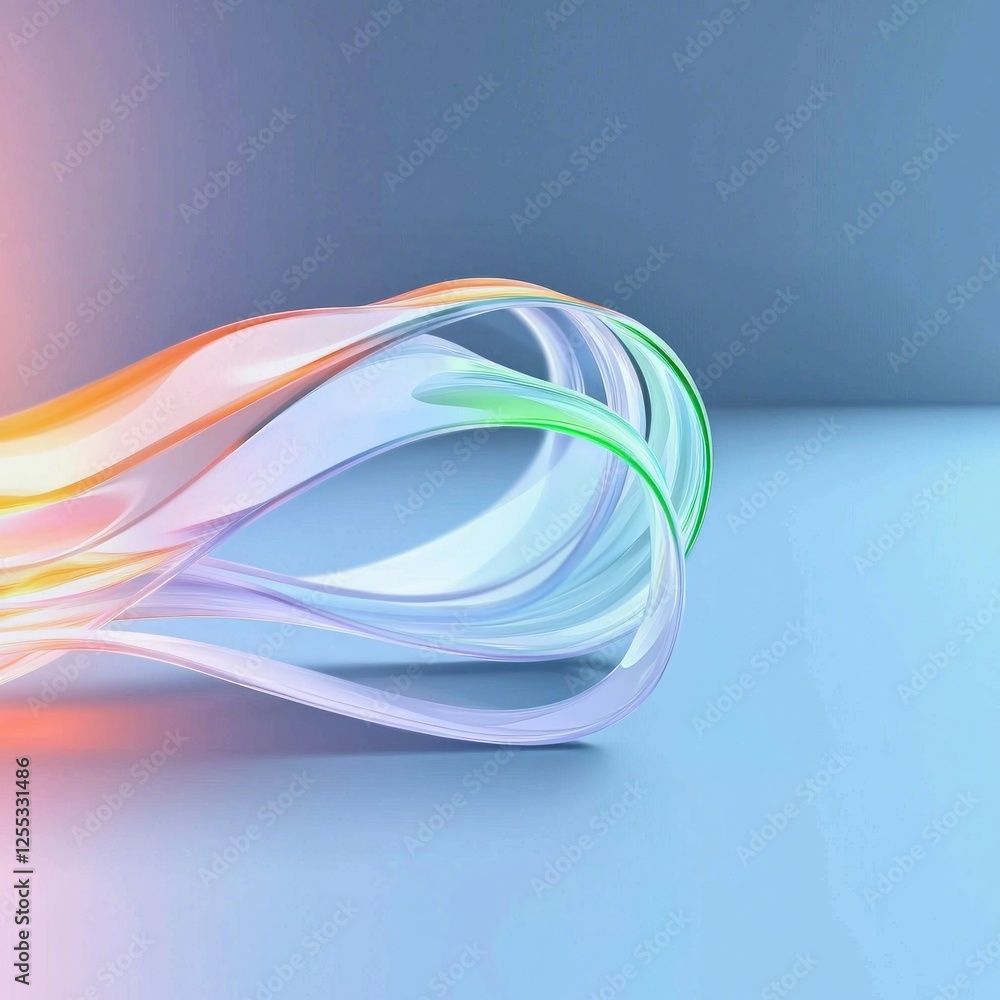 Poster abstract colorful 3d rendering of flowing pastel waves