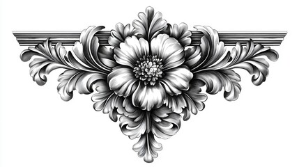 Ornate Corner Bracket Floral Design with Symmetrical Leaves