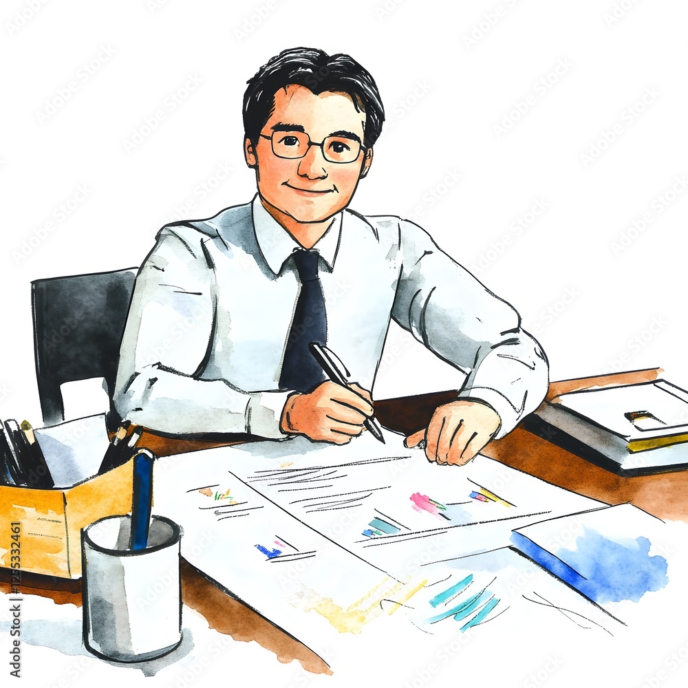 Poster smart business professional analyzing data charts and reports to prepare a comprehensive business pr