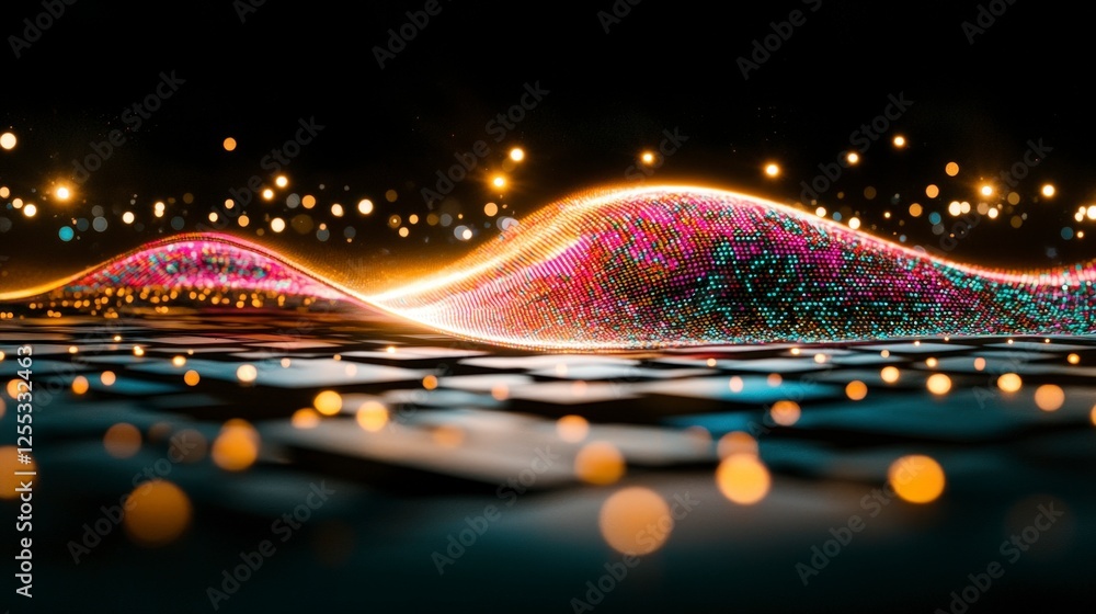 Aufkleber abstract colorful glowing particle waves background