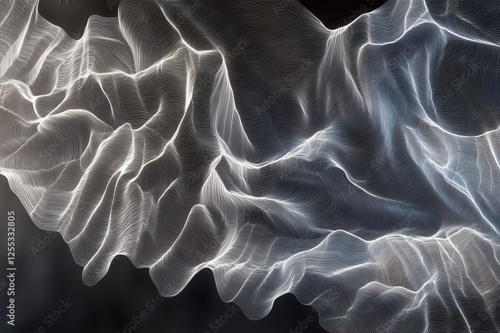 Poster abstract waves of light flowing in a dark space background