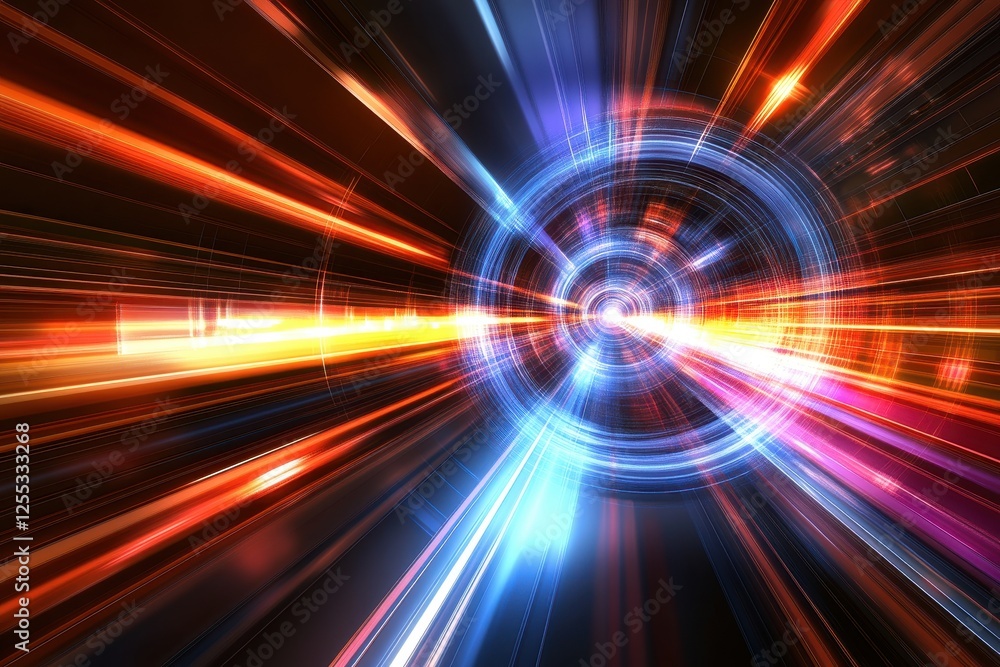 Poster dynamic abstract light burst with colorful radiance and motion