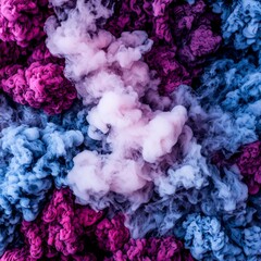 Abstract Colorful Smoke Swirls: Purple, Blue, and White Ink Clouds