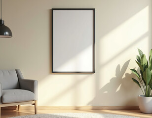 Elegantes Poster Mockup im modernen skandinavischen Wohnzimmer