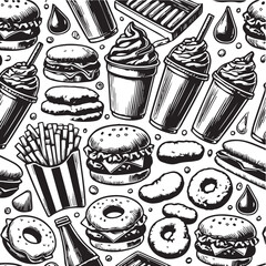Fast food doodle illustration hamburger vector illustration