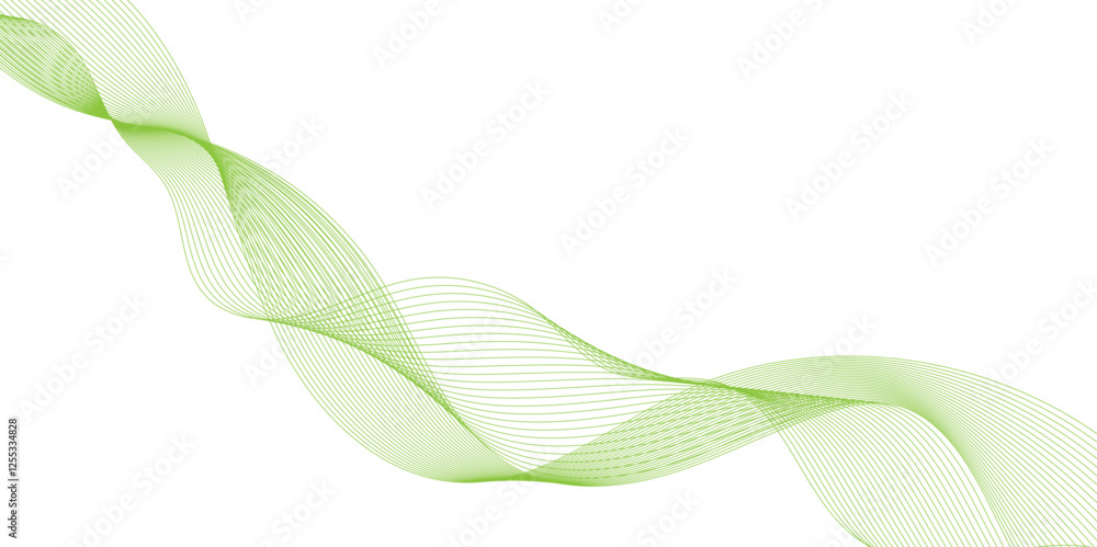 Aufkleber abstract background with green wavy lines, flowing lines with gradient texture, the green lines are 
