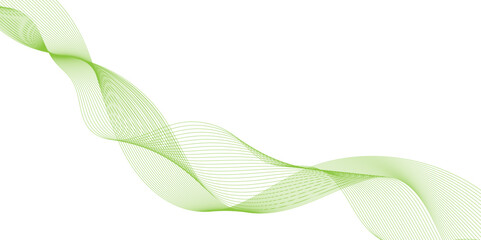 Abstract background with green wavy lines, flowing lines with gradient texture, the green lines are very thin, Abstract 3d background of soft Waves in light green Colors, green wave line.