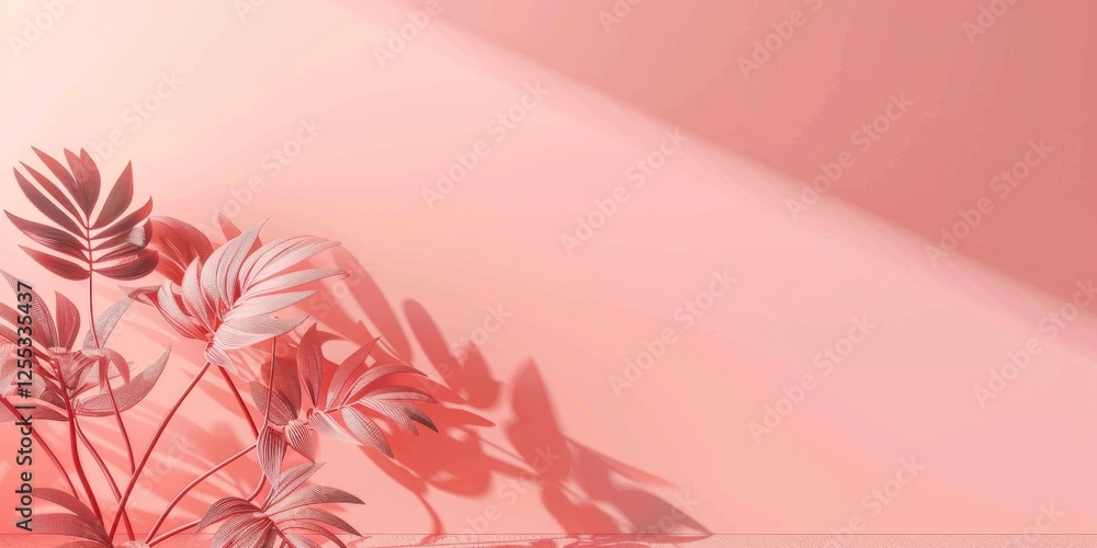 Poster A minimalistic setup with a soft coral background, Smooth gradients and clean lines, Contemporary minimalist style