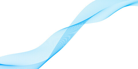 Fototapeta premium Abstract modern background with blue wavy lines and particles, Abstract wavy lines and neon glow on a blue background, wave with lines created using blend tool.