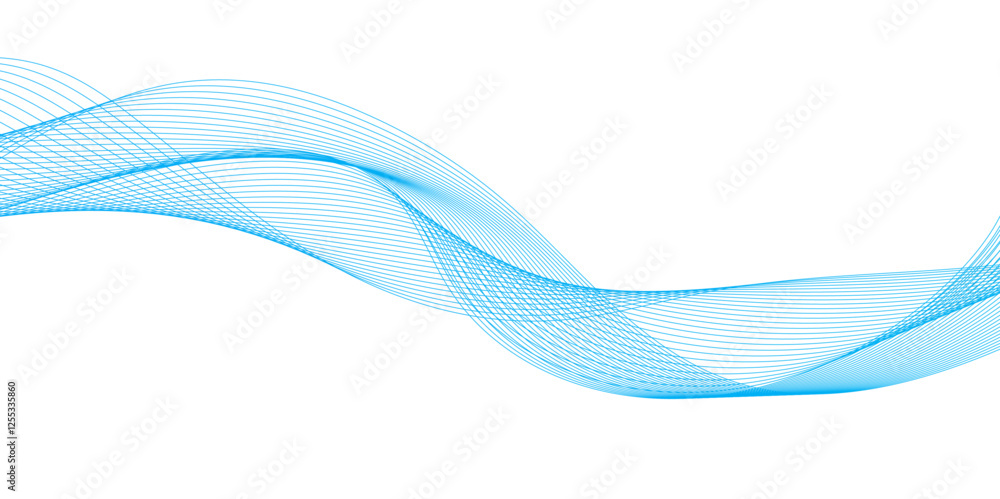 Poster abstract modern background with blue wavy lines and particles, abstract wavy lines and neon glow on 
