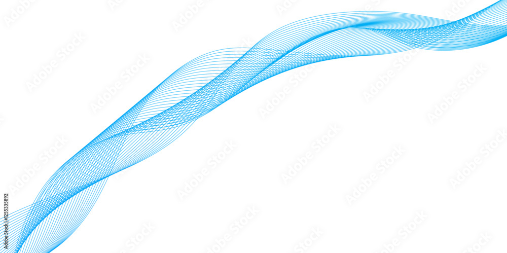 Poster abstract modern background with blue wavy lines and particles, abstract wavy lines and neon glow on 