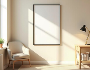 Elegantes Poster Mockup im modernen skandinavischen Wohnzimmer