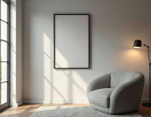 Elegantes Poster Mockup im modernen skandinavischen Wohnzimmer