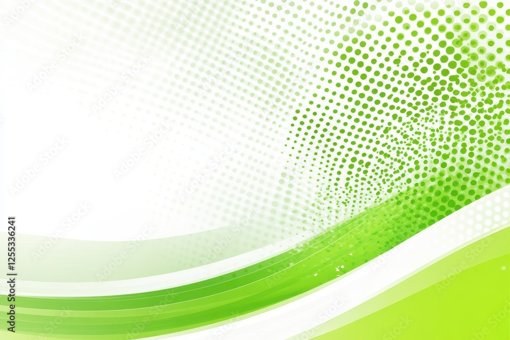 Poster abstract gentle green wave background with dots and lines design