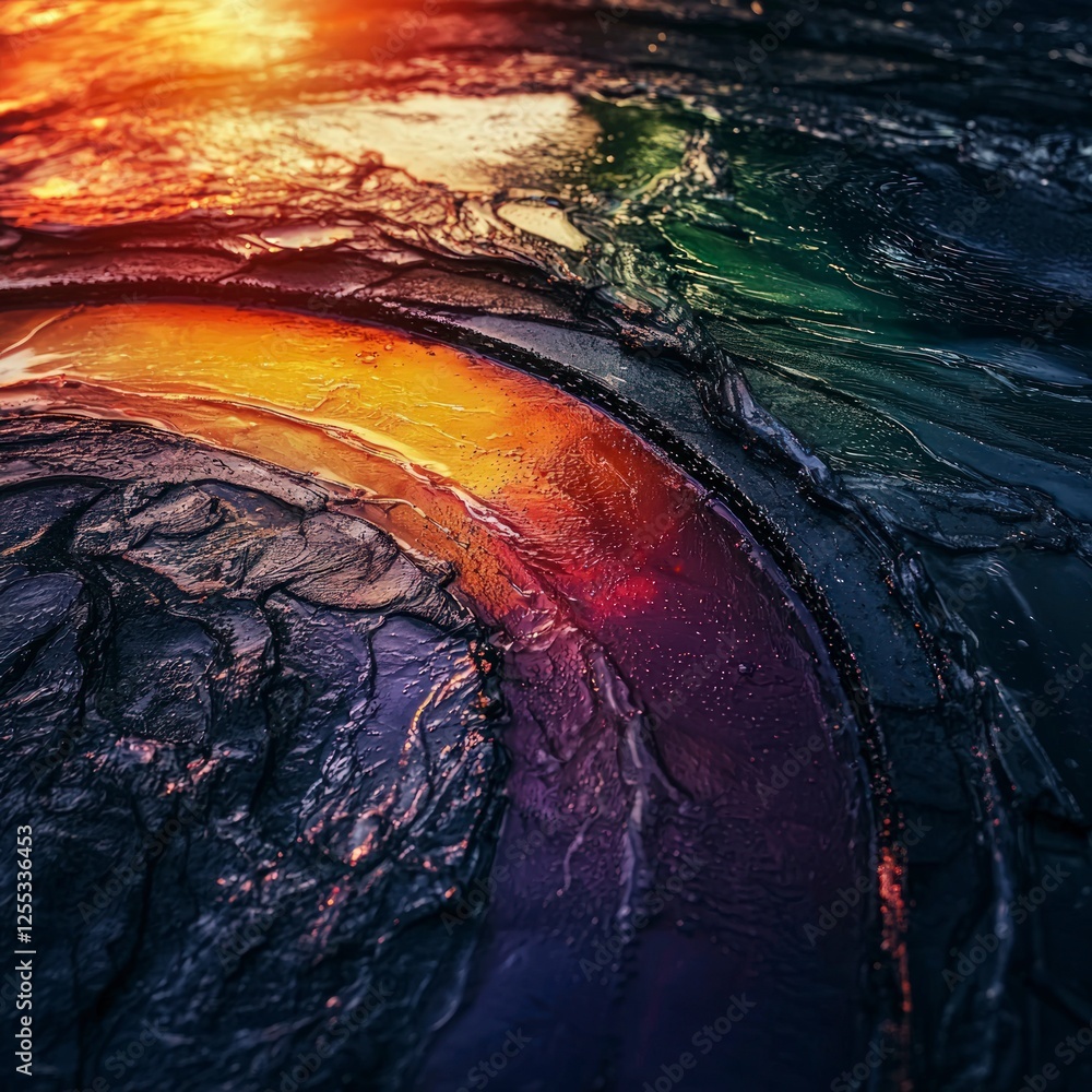 Poster abstract dark colorful texture with glowing lines and curves