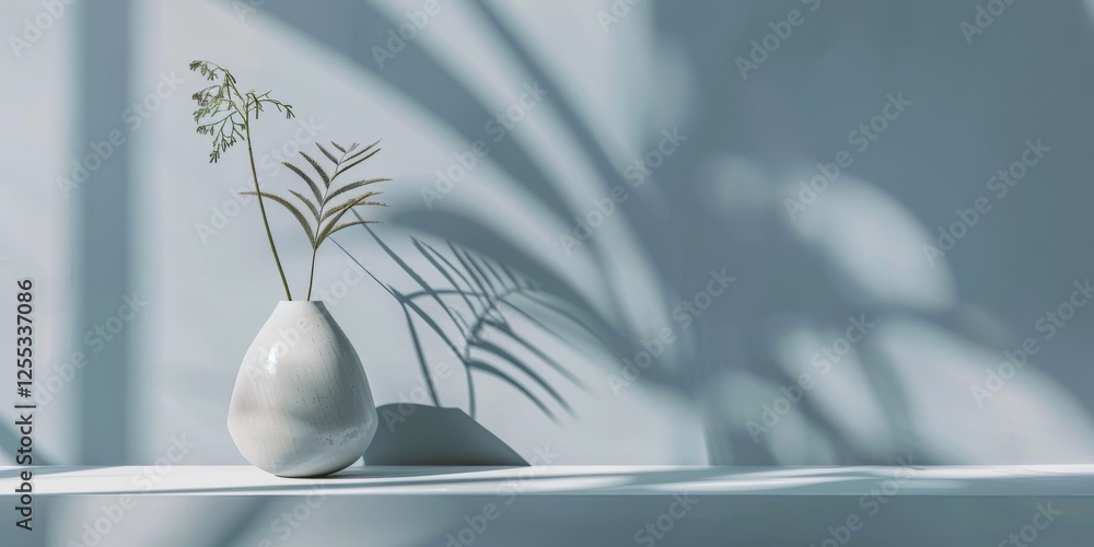 Poster a minimalistic setup with a soft steel blue background, smooth gradients and clean lines, contempora